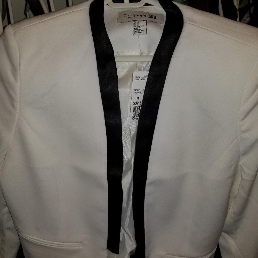 White Blazer with Black Trim